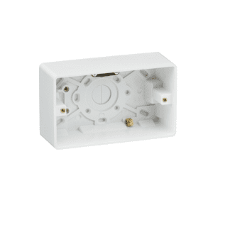 Double 47mm Pattress Box with Earth Terminal and Cable Strain Relief / CU1600