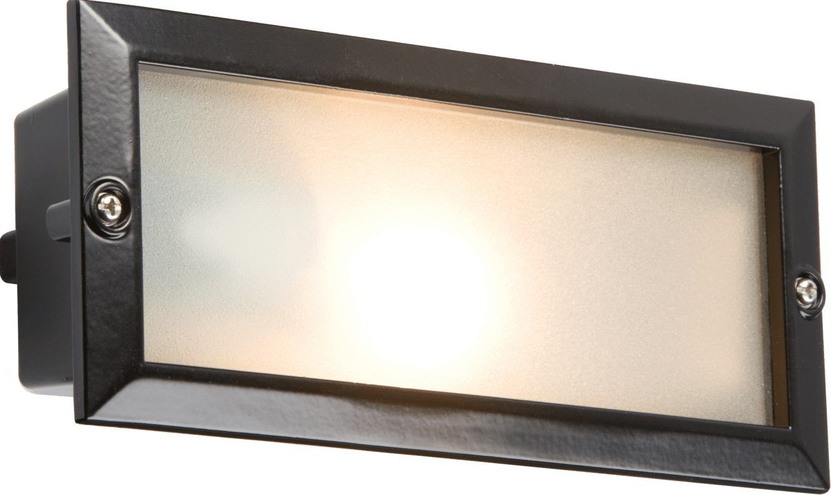 IP44 E27 Bricklight with Plain and Louvred Black Cover / BL01BK