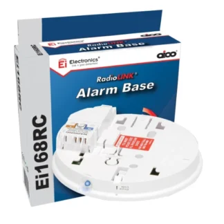 The Ei168RC RadioLINK Base is an easi-fit mounting plate with built-in RadioLINK technology. It provides wireless interconnect between alarms.