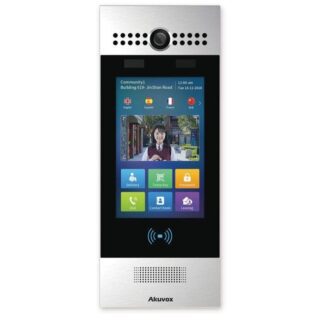Akuvox SIP Voice-Activated Intercom with Dual Cameras, QR Code, Card Reader and Secure Facial Recognition, Silver