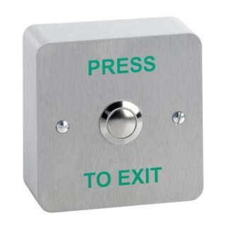 SSP Flush Mount Stainless Steel Exit Button Screen Printed "PRESS TO EXIT"
