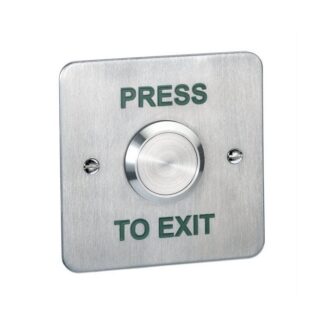 SSP Flush Mount 25mm Stainless Steel Exit Button Screen Printed "PRESS TO EXIT"