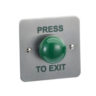 SSP Flush Mount High Impact Green Dome Button Screen Printed "PRESS TO EXIT"
