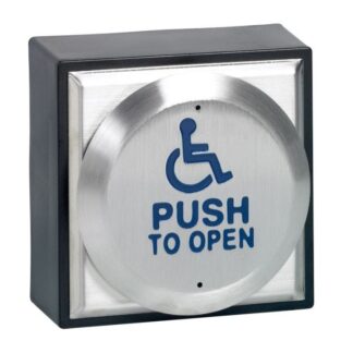 SSP Surface Mount Large Exit Button with Disabled Logo Engraved "PUSH TO OPEN"