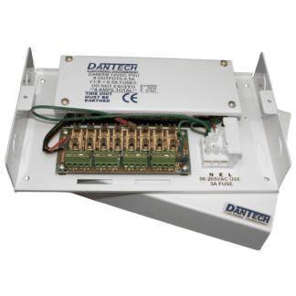 Dantech Multi-purpose 8x 12V 500mA DC Switch Mode 4A PSU in a Mild Steel Enclosure